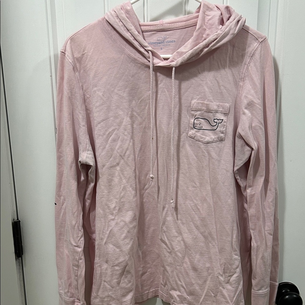 Vineyard Vines Light Pink Hooded Long Sleeve with Whale Pocket